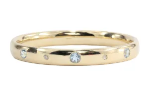 Edwardian 14K Gold Old European Diamond & Aquamarine Bangle Bracelet c.1905