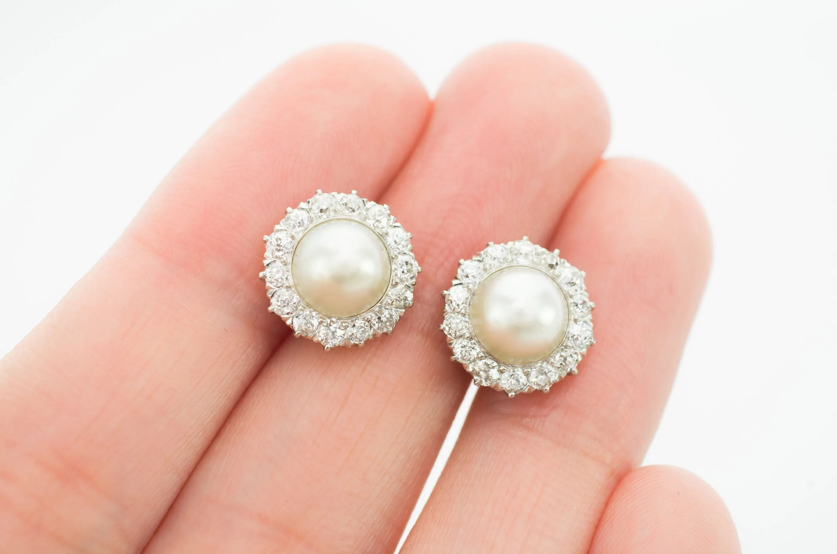 EDWARDIAN PEARL AND DIAMOND EARRINGS