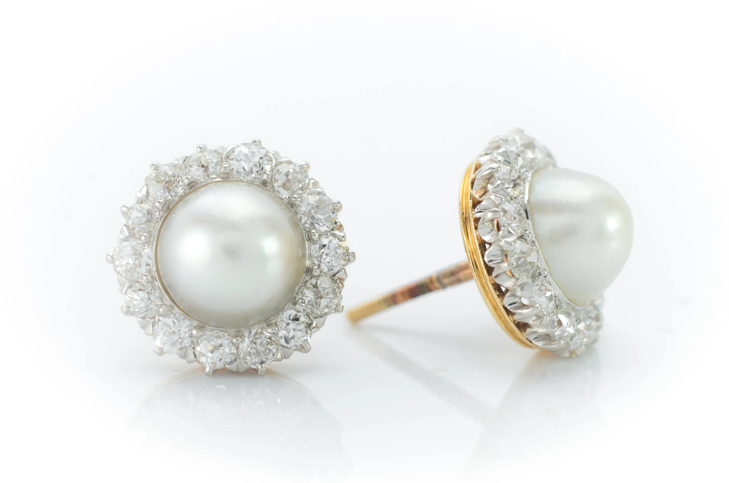 EDWARDIAN PEARL AND DIAMOND EARRINGS