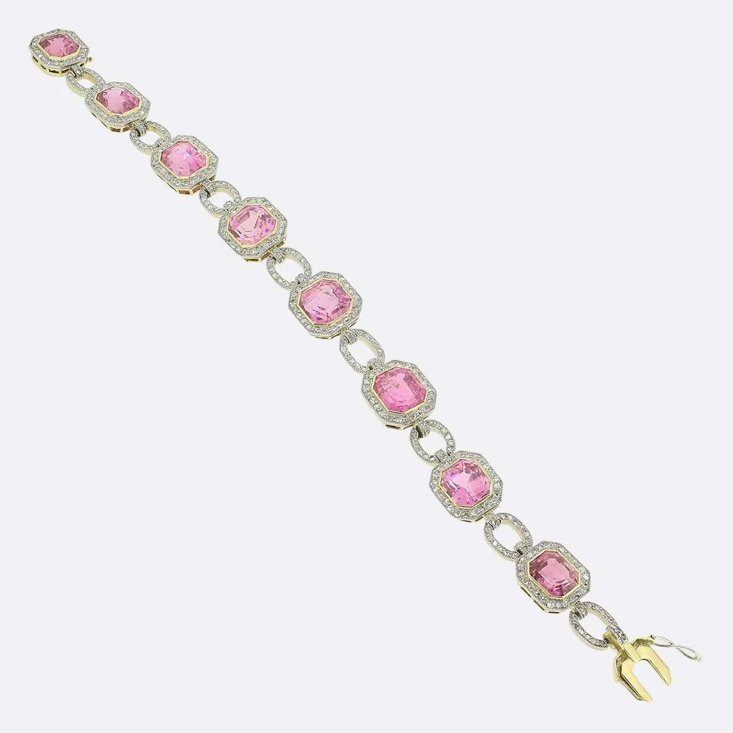 Edwardian Pink Tourmaline and Diamond Bracelet