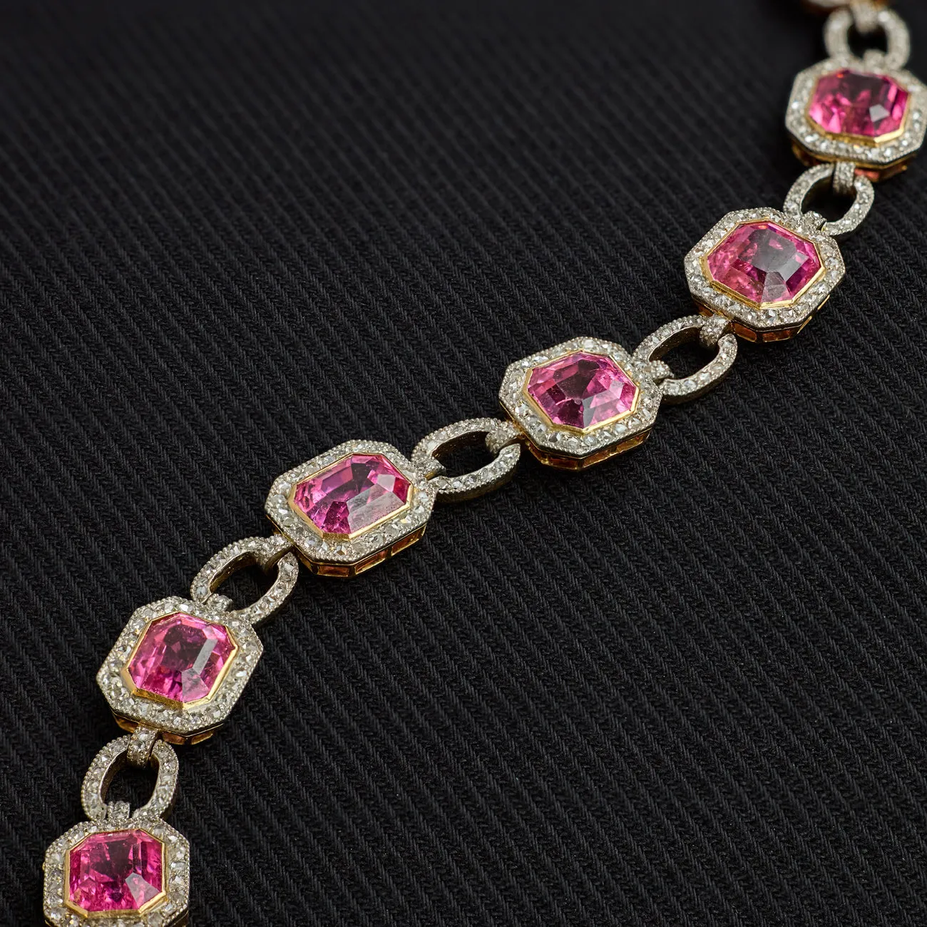 Edwardian Pink Tourmaline and Diamond Bracelet