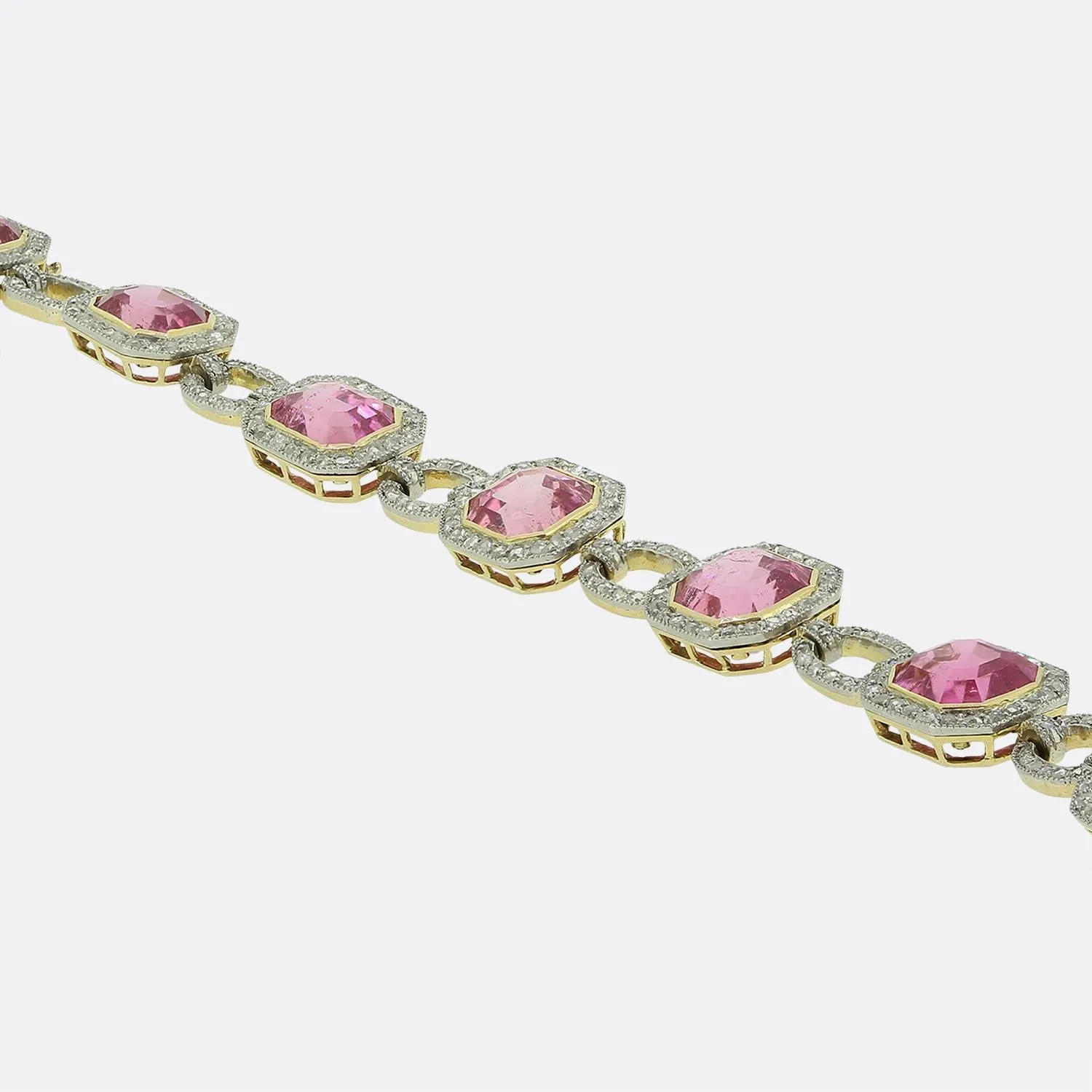 Edwardian Pink Tourmaline and Diamond Bracelet