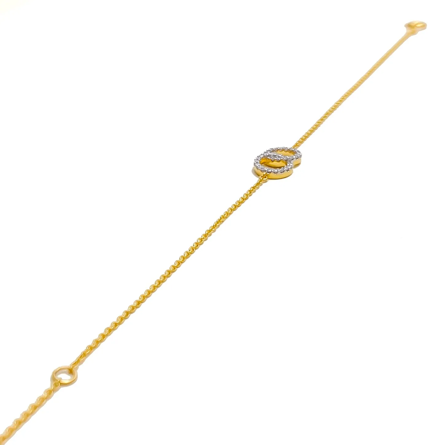 Elegant Dual Spiral Diamond   18k Gold Bracelet