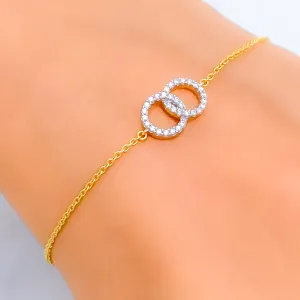 Elegant Dual Spiral Diamond   18k Gold Bracelet