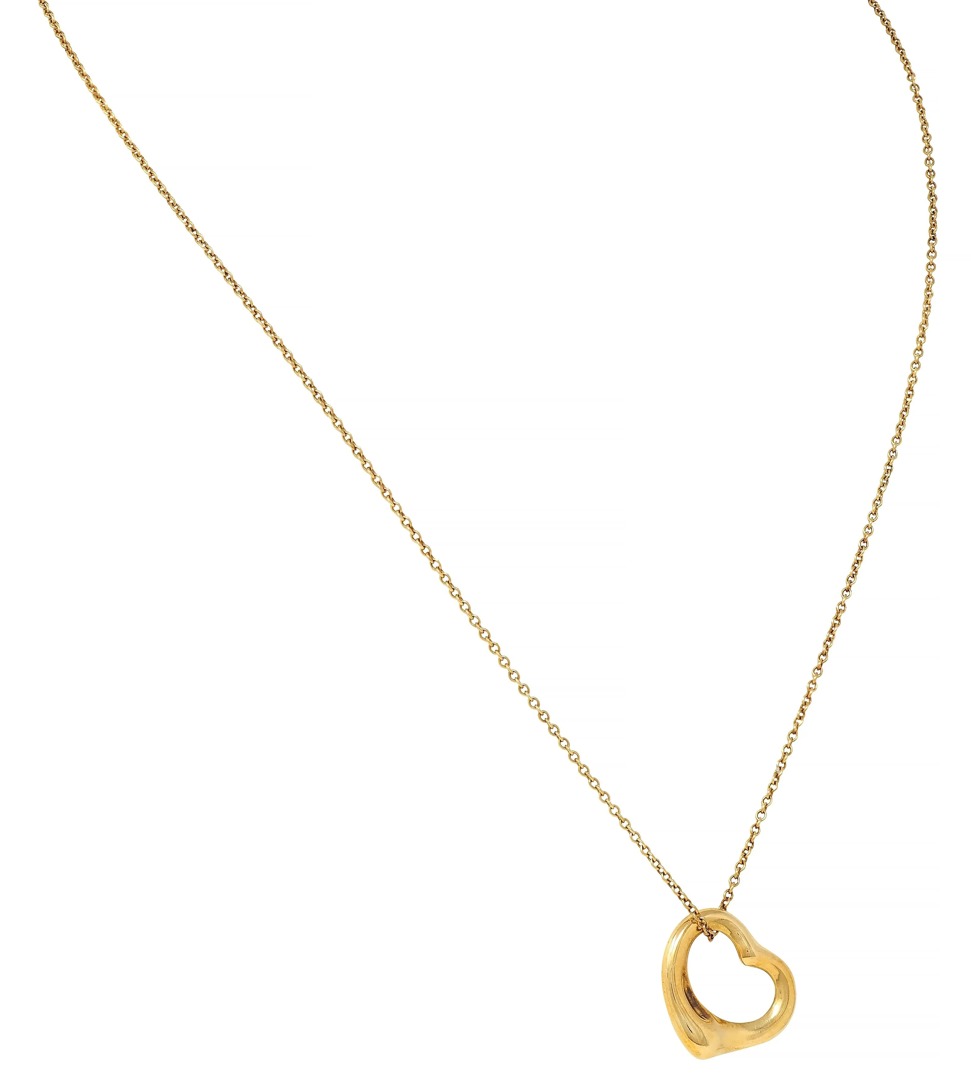 Elsa Peretti Tiffany & Co. 18 Karat Yellow Gold Open Heart Pendant Necklace