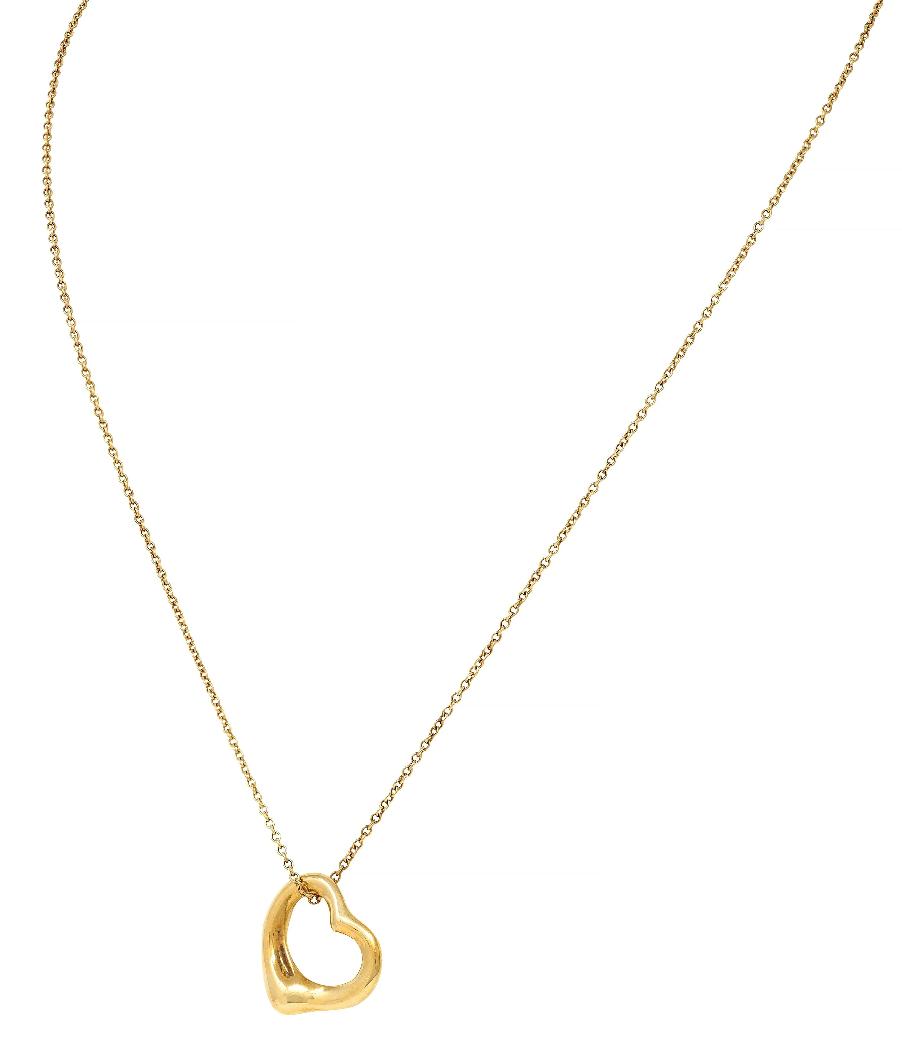 Elsa Peretti Tiffany & Co. 18 Karat Yellow Gold Open Heart Pendant Necklace