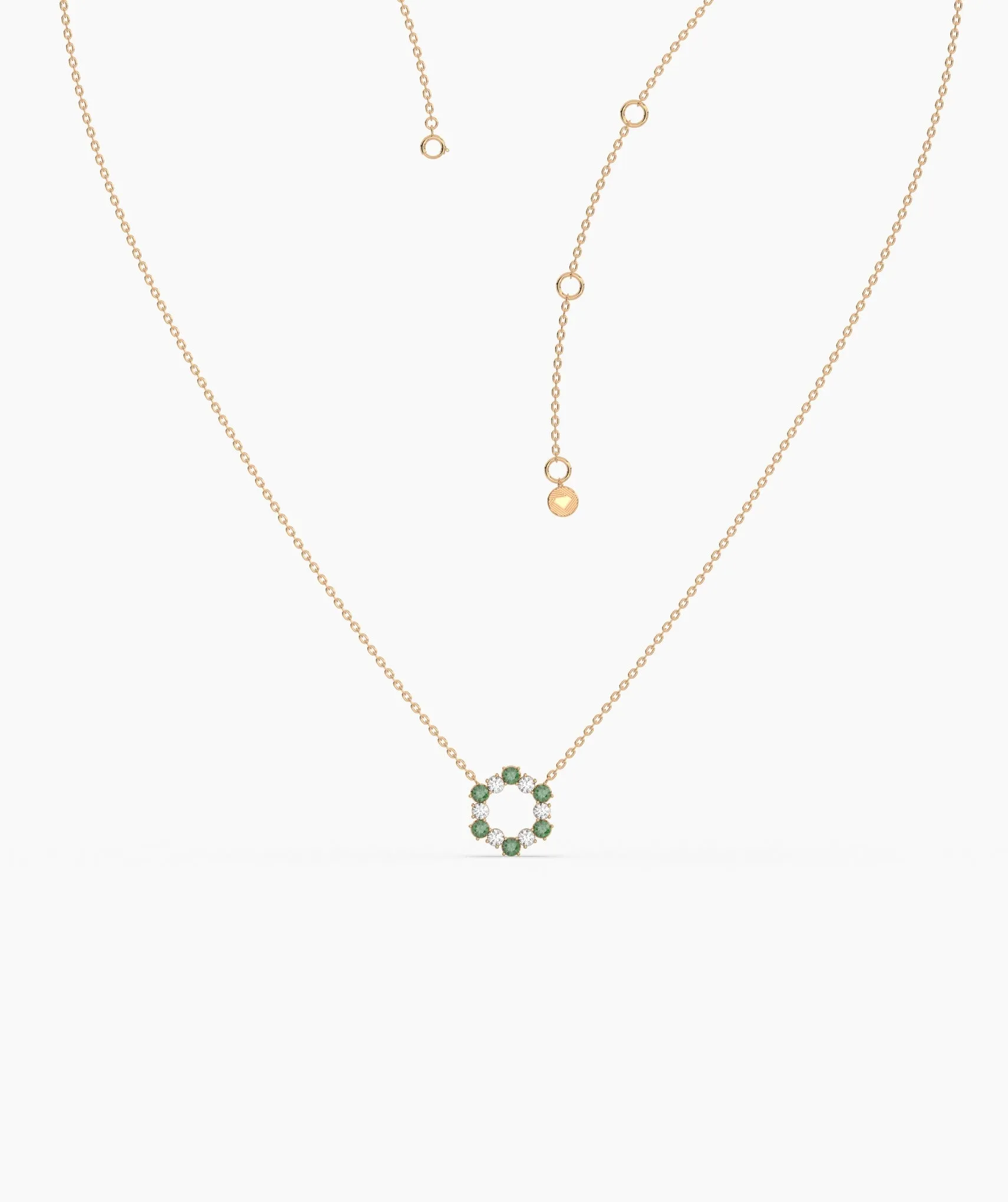 Emerald & Diamond Circle Necklace