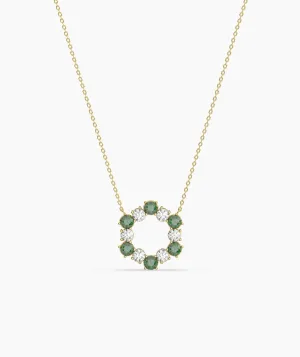 Emerald & Diamond Circle Necklace