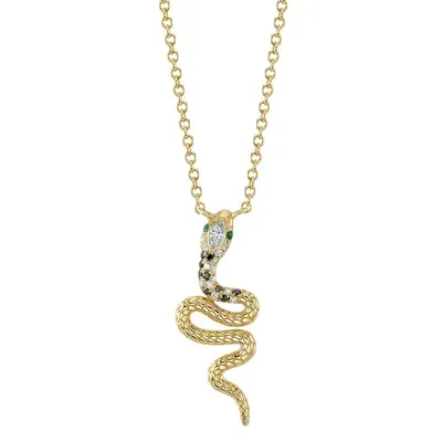 Emerald & Diamond Snake Necklace