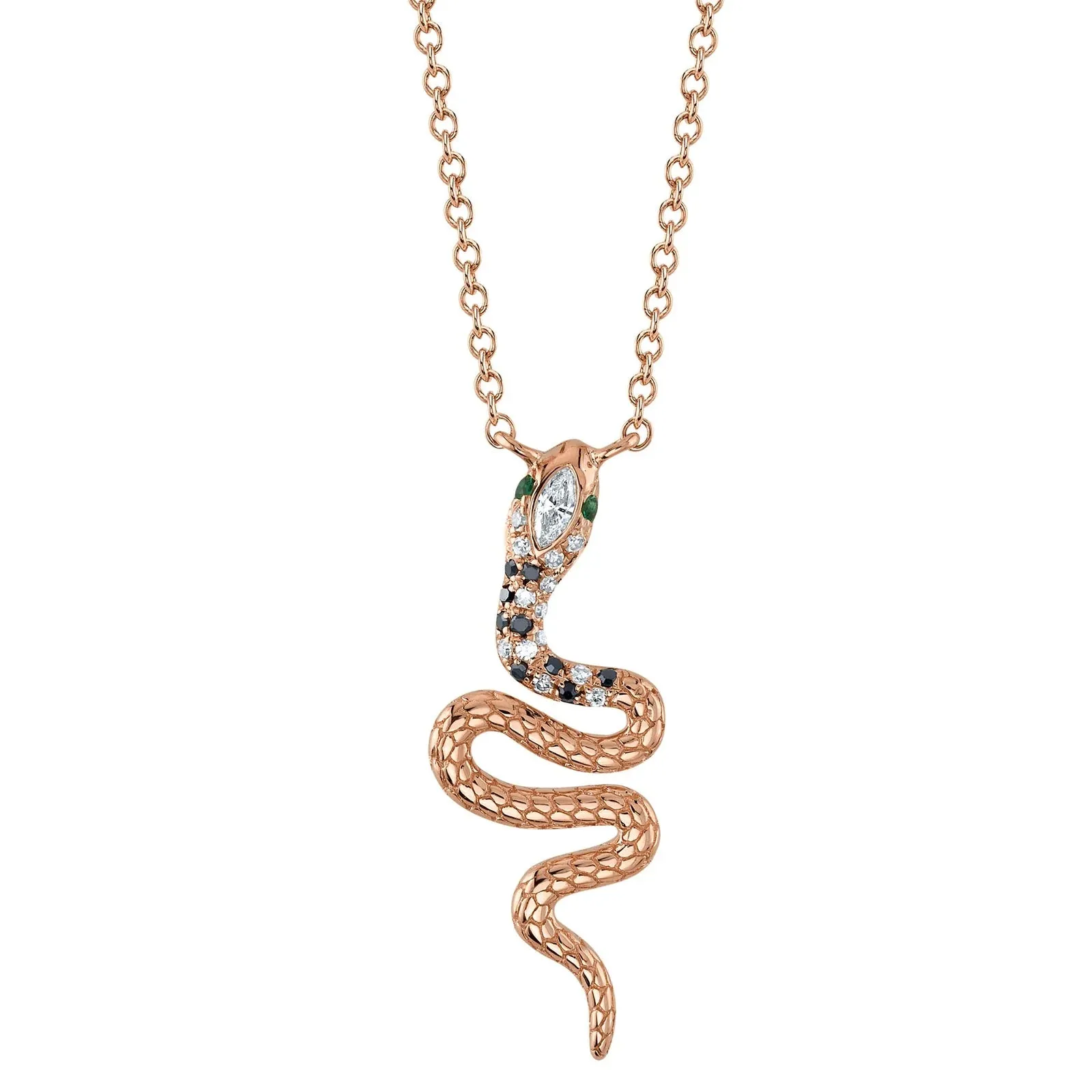 Emerald & Diamond Snake Necklace