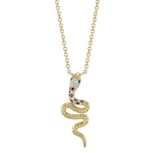 Emerald & Diamond Snake Necklace