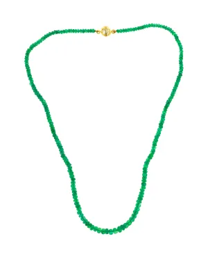 Emerald Bead Necklace with Diamond Snake Clasp