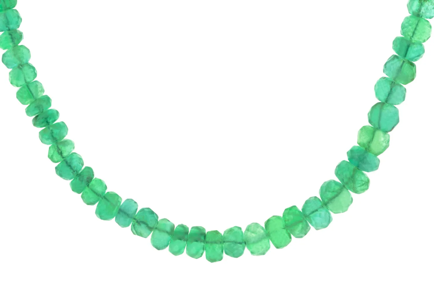 Emerald Bead Necklace with Diamond Snake Clasp