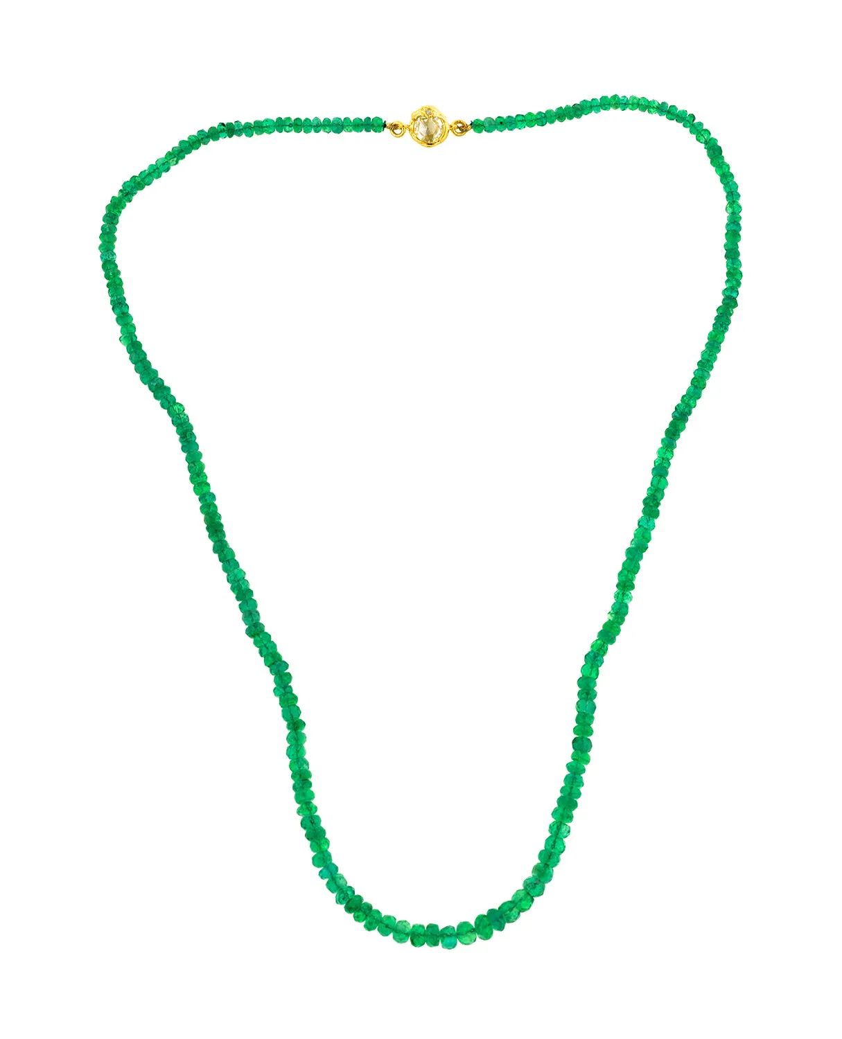 Emerald Bead Necklace with Diamond Snake Clasp