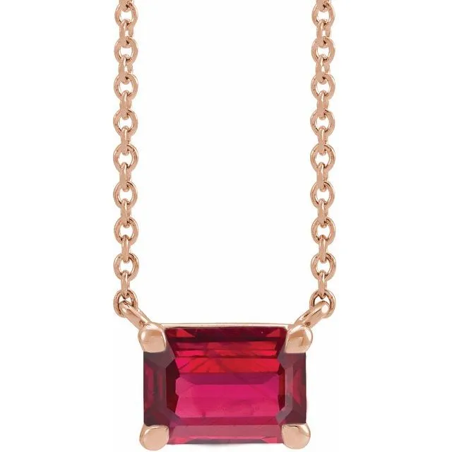 Emerald-cut Birthstone Necklace