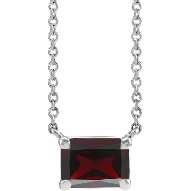 Emerald-cut Birthstone Necklace