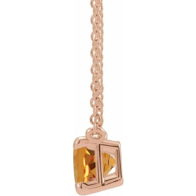 Emerald-cut Birthstone Necklace
