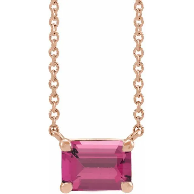 Emerald-cut Birthstone Necklace