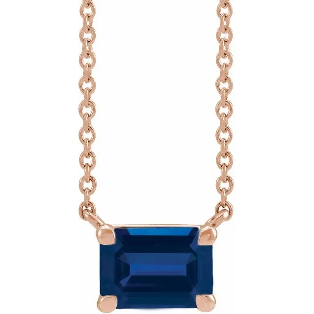 Emerald-cut Birthstone Necklace