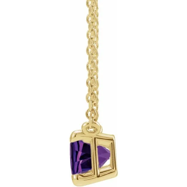 Emerald-cut Birthstone Necklace