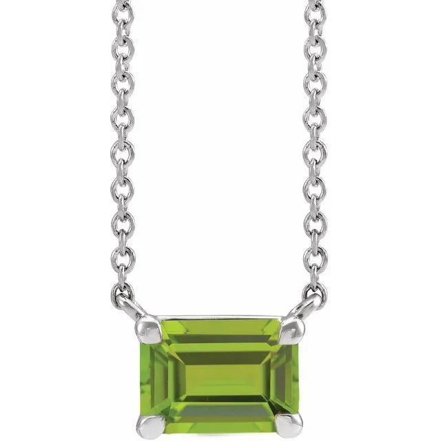 Emerald-cut Birthstone Necklace