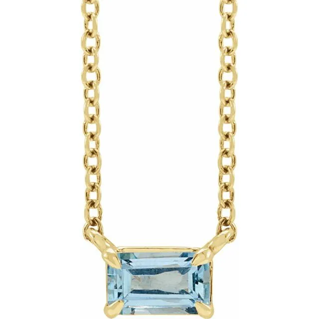 Emerald-cut Birthstone Necklace