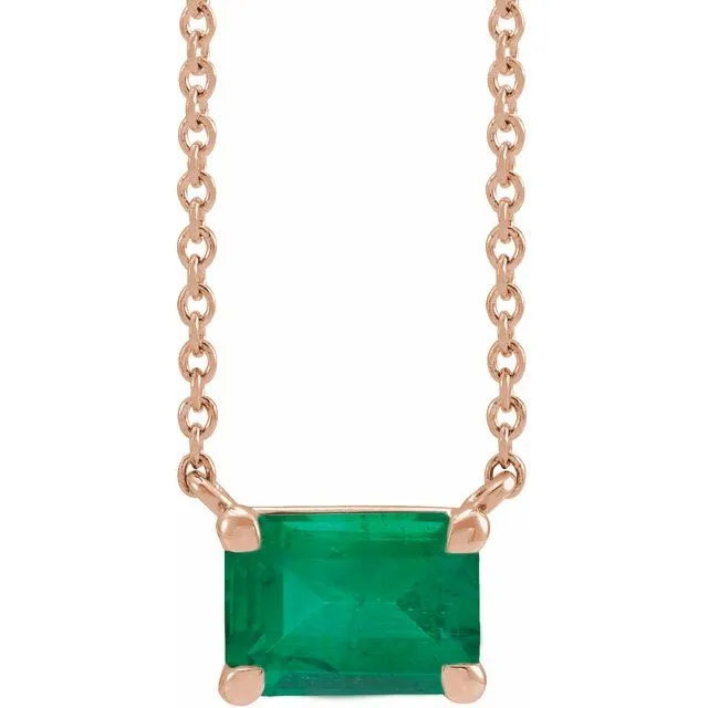 Emerald-cut Birthstone Necklace