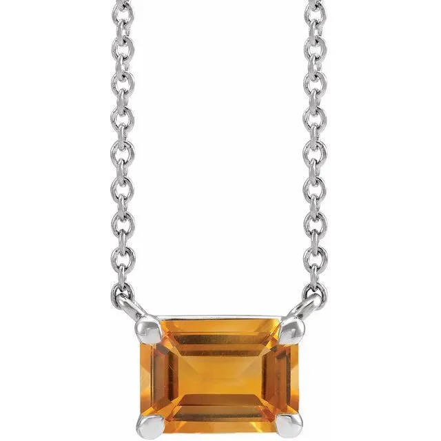 Emerald-cut Birthstone Necklace