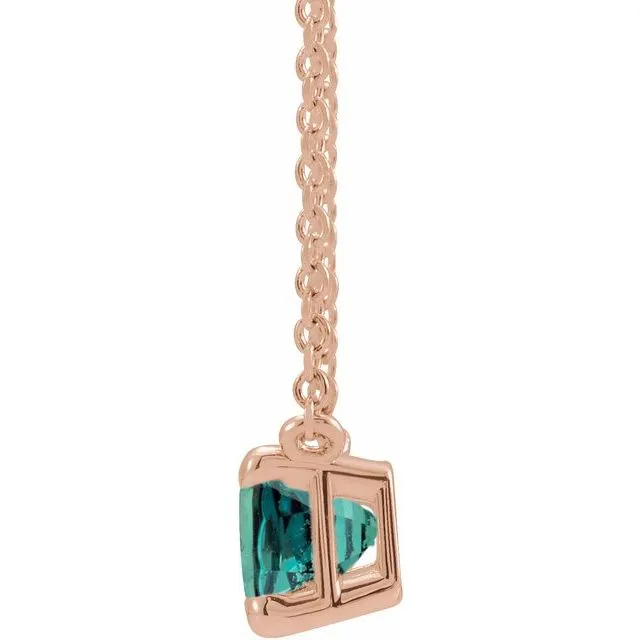 Emerald-cut Birthstone Necklace