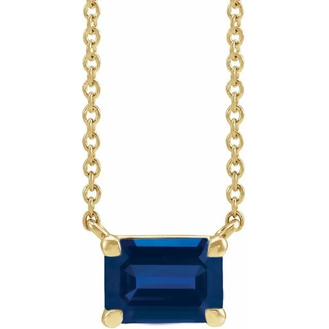 Emerald-cut Birthstone Necklace