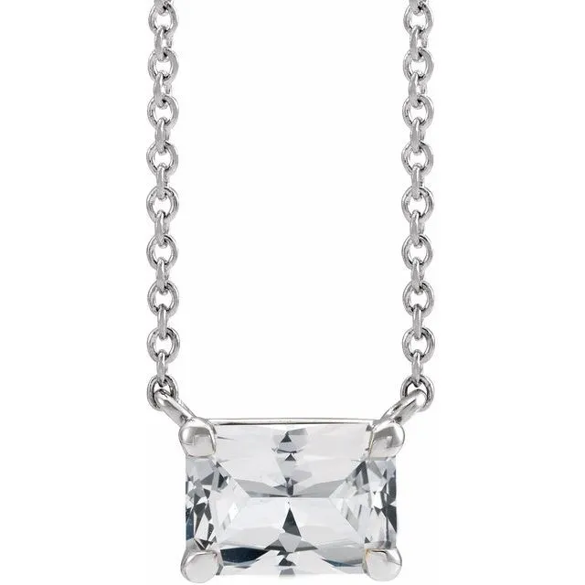 Emerald-cut Birthstone Necklace