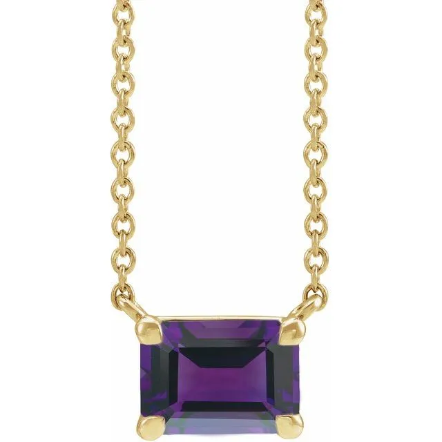 Emerald-cut Birthstone Necklace