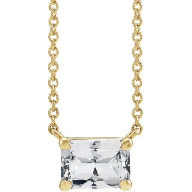 Emerald-cut Birthstone Necklace