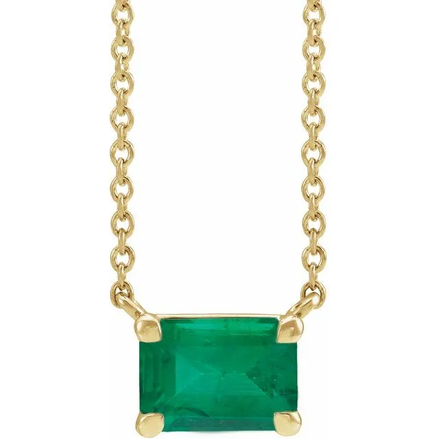 Emerald-cut Birthstone Necklace