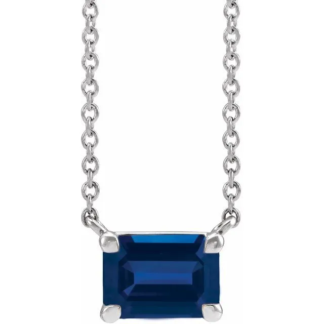 Emerald-cut Birthstone Necklace