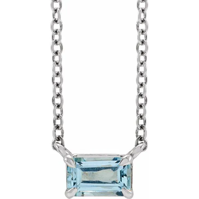 Emerald-cut Birthstone Necklace