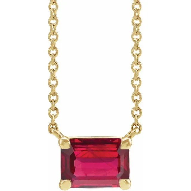 Emerald-cut Birthstone Necklace