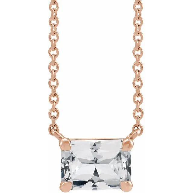 Emerald-cut Birthstone Necklace