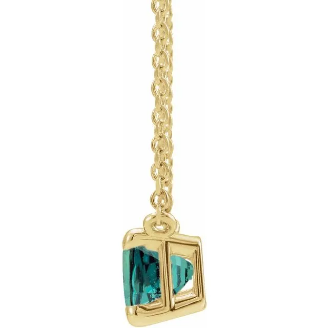 Emerald-cut Birthstone Necklace