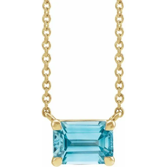 Emerald-cut Birthstone Necklace