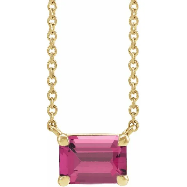 Emerald-cut Birthstone Necklace