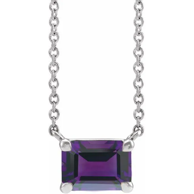 Emerald-cut Birthstone Necklace