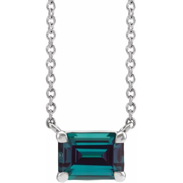 Emerald-cut Birthstone Necklace