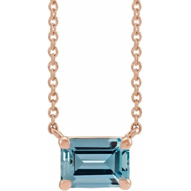 Emerald-cut Birthstone Necklace