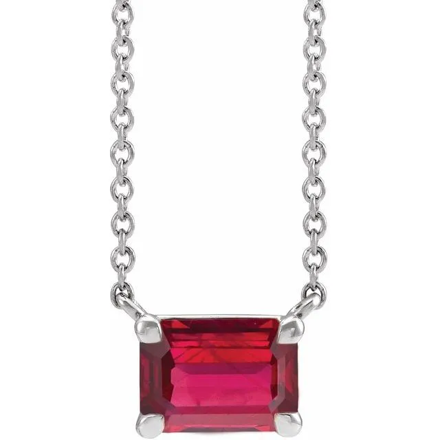 Emerald-cut Birthstone Necklace