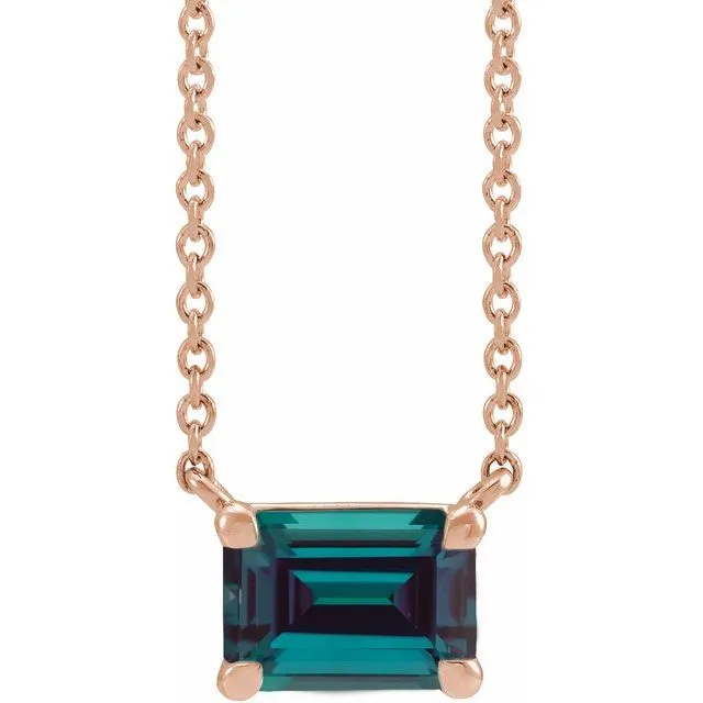 Emerald-cut Birthstone Necklace