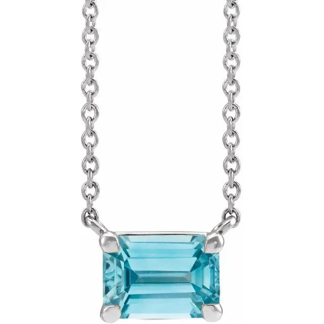 Emerald-cut Birthstone Necklace