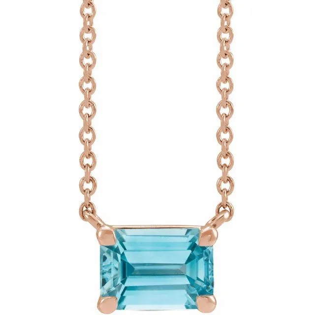 Emerald-cut Birthstone Necklace