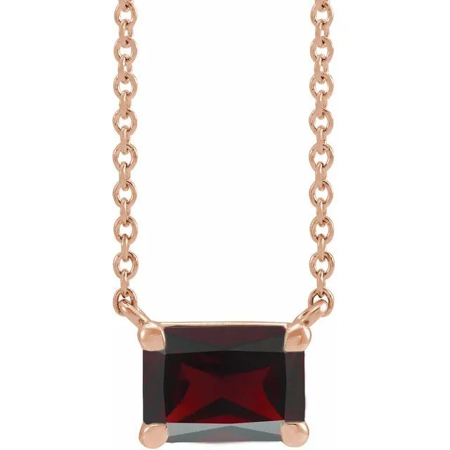 Emerald-cut Birthstone Necklace