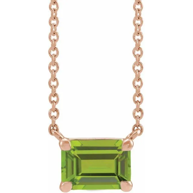 Emerald-cut Birthstone Necklace